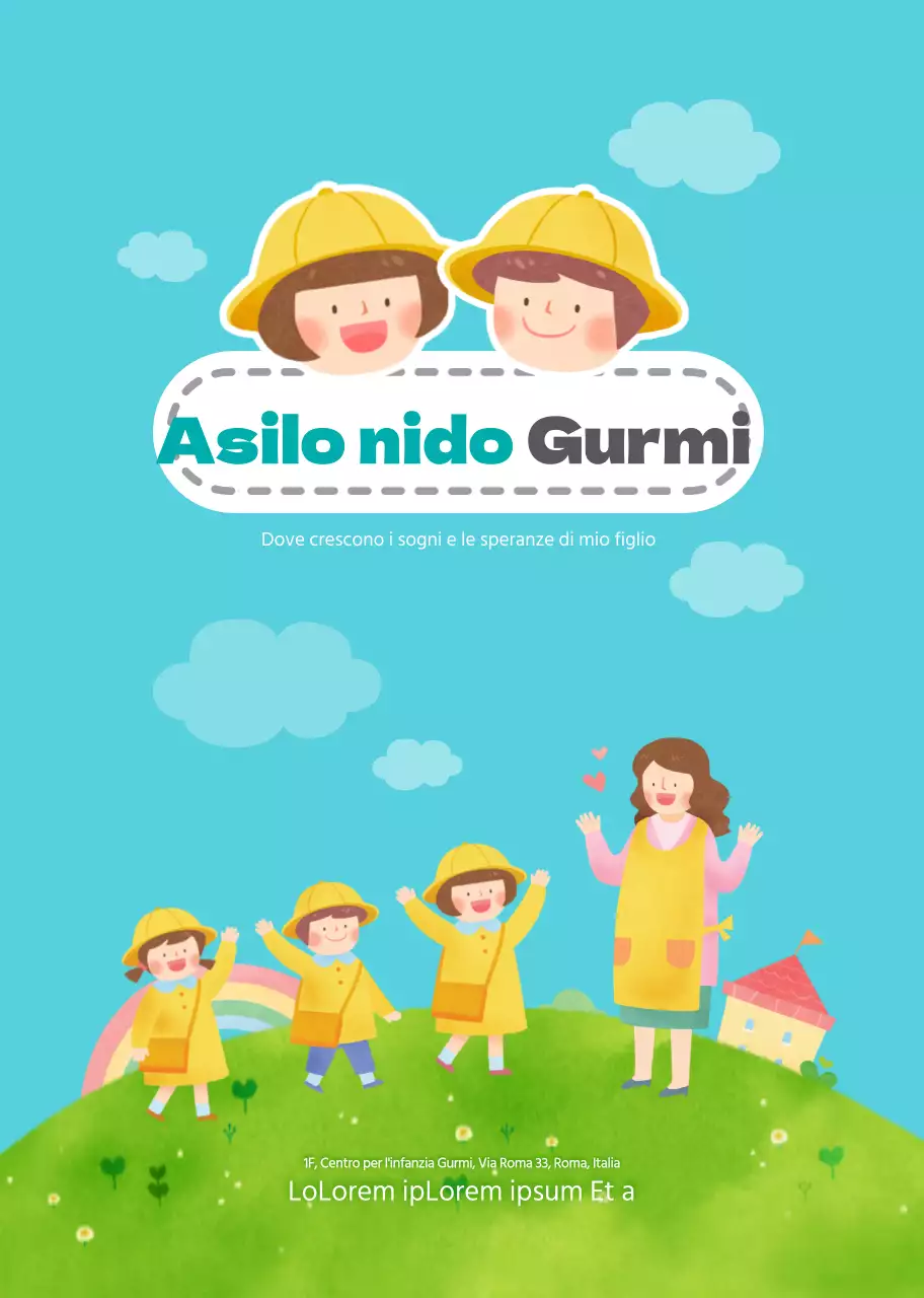 Simpatico libretto rilegato a molla per l'asilo nido color menta e multicolore