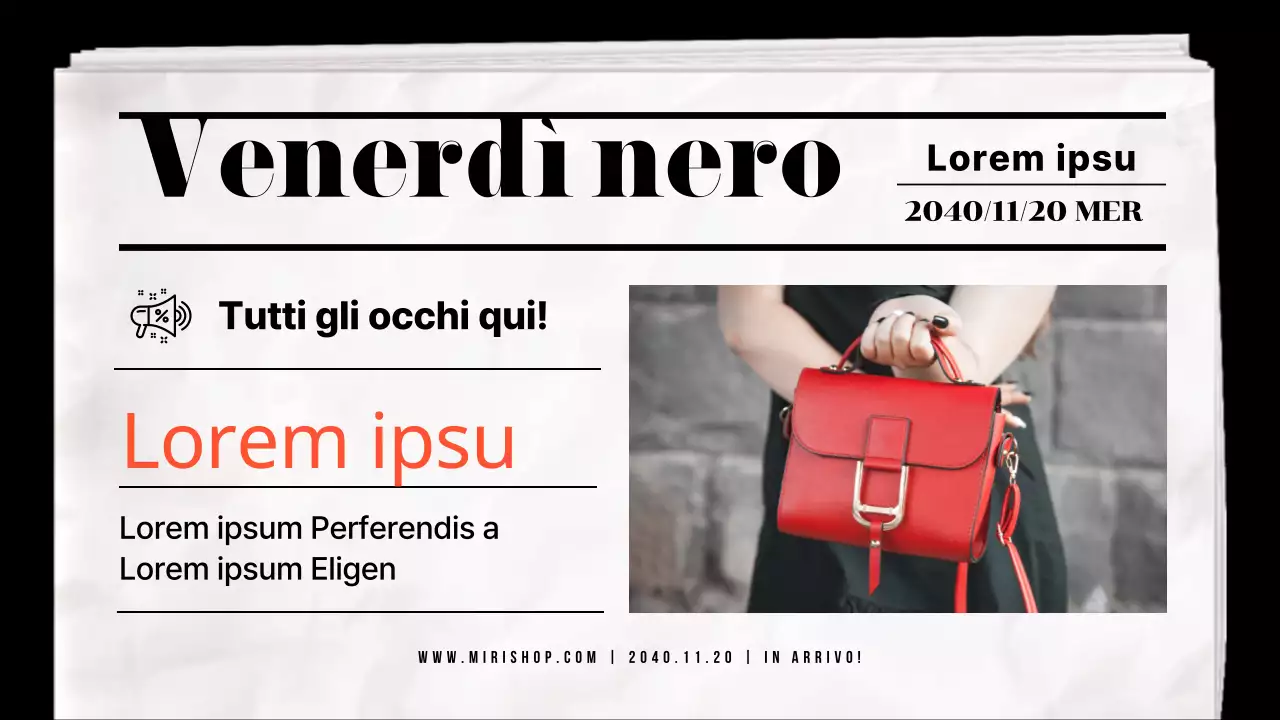 Concetto di giornale in bianco e nero Vendita del Venerdì Nero