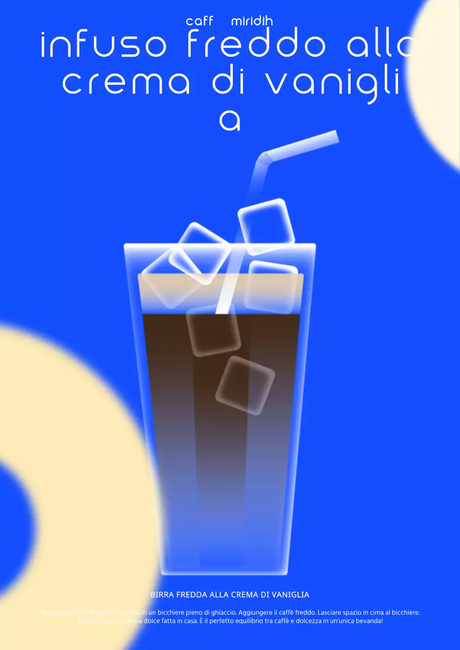 Latte freddo alla crema di vaniglia moderno a gradiente blu