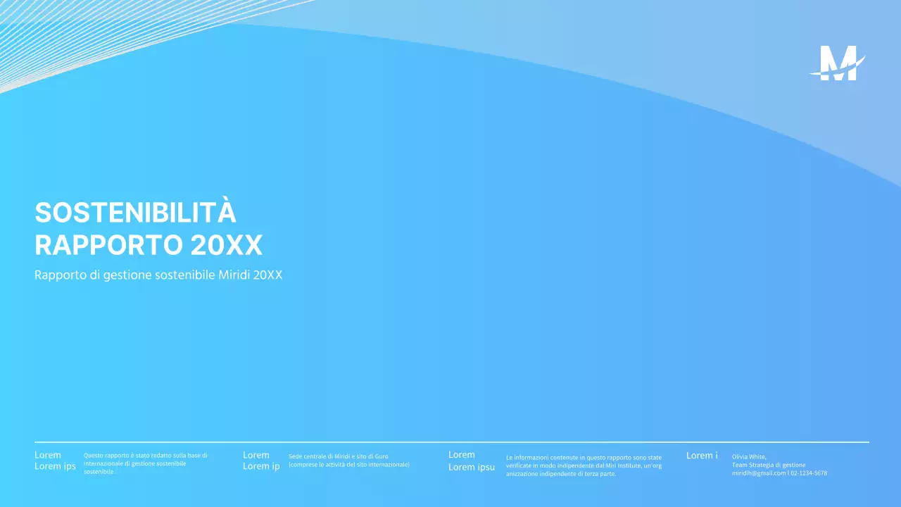 Presentazione del rapporto di sostenibilità ESG aziendale blu chiaro e pulito ppt