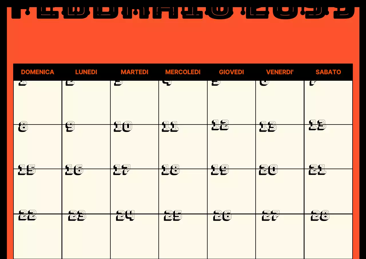 Simpatico calendario Munsley vintage con sfondo arancione