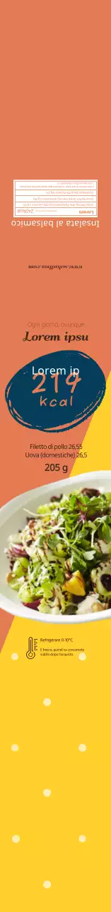 Etichetta informativa sull'insalata foto arancione gialla