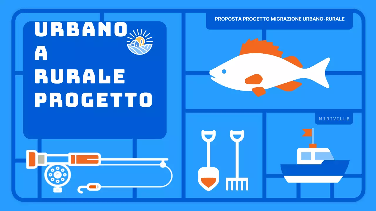 Proposta commerciale di villaggio agricolo in stile giocattolo azzurro