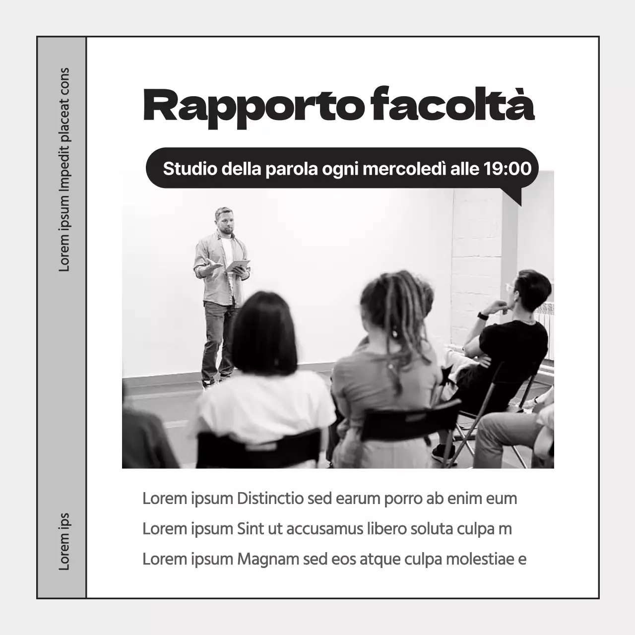 Un semplice rapporto di attività del sindacato studentesco in grigio e nero