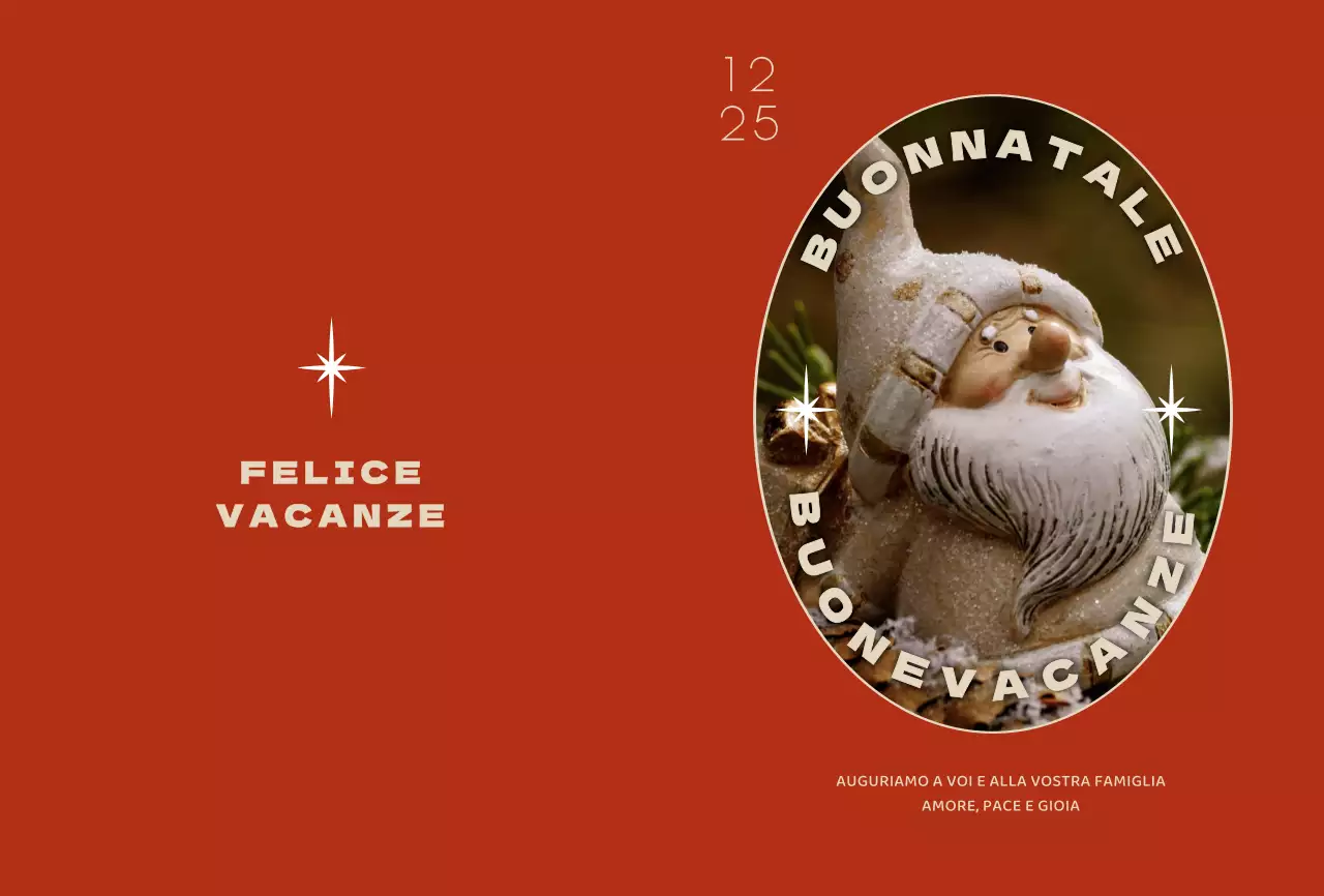 Cartolina natalizia rossa con foto