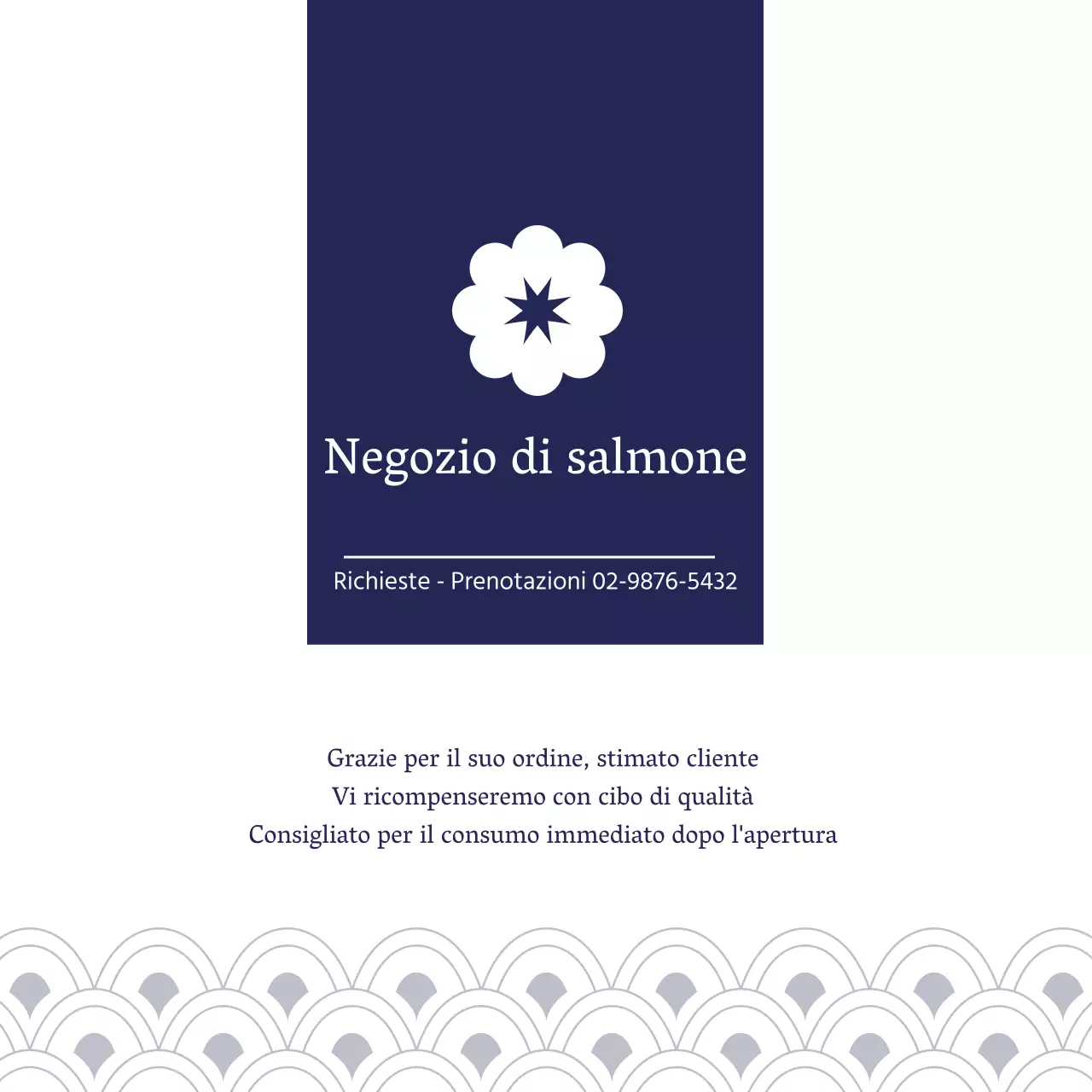 Etichetta per ristorante orientale con logo blu navy