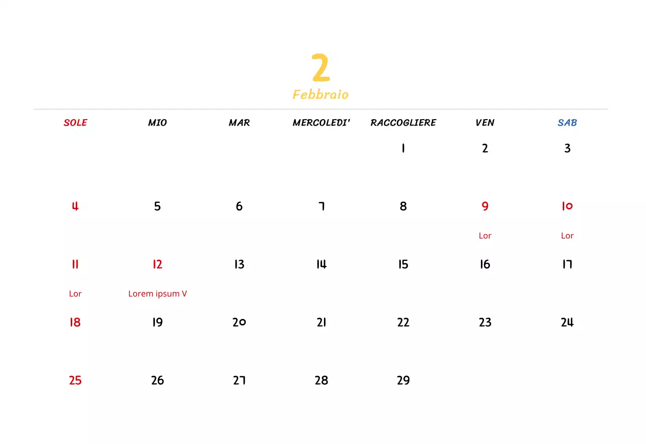 Calendario di Capodanno con simpatiche illustrazioni