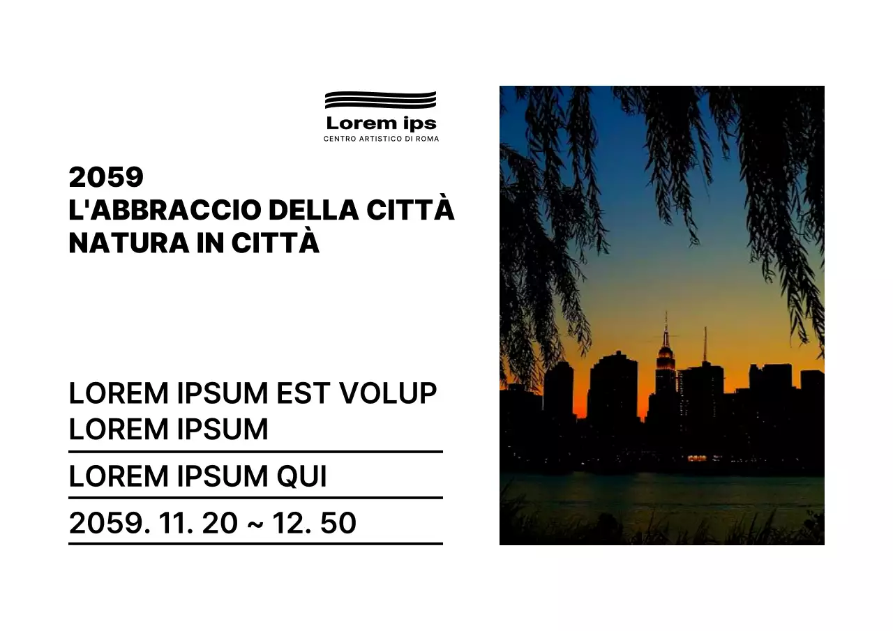 Stile di impaginazione del testo nero e semplice Guida informativa della mostra fotografica