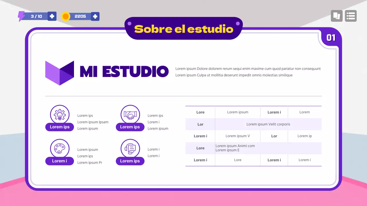 Propuesta de concepto de juego escolar en morado