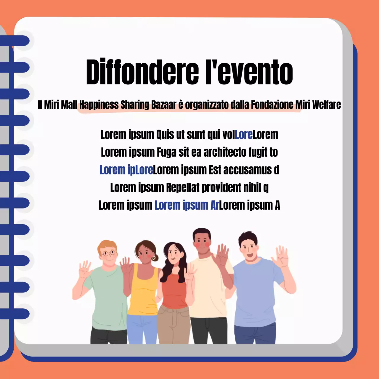 Rapporto sul bazar arancione e blu