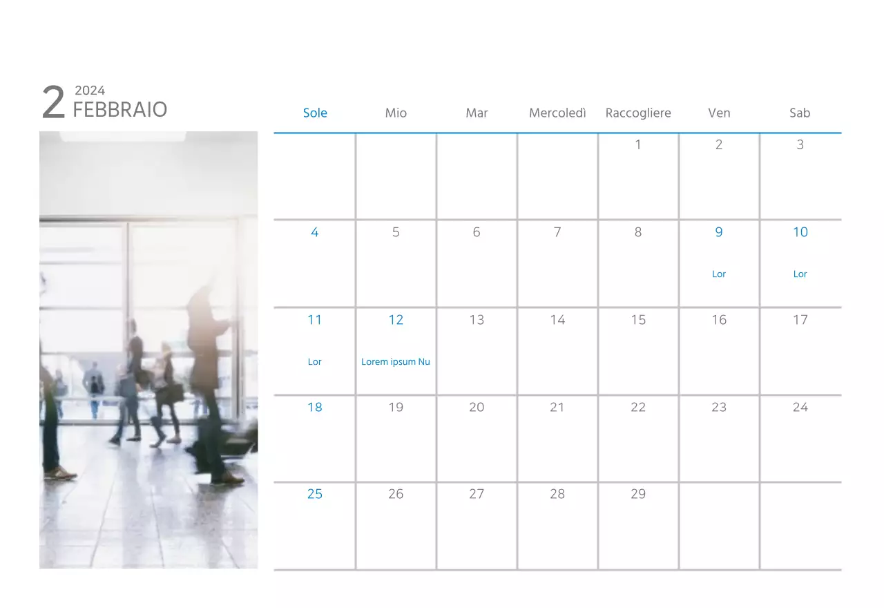 Calendario aziendale da tavolo bianco e semplice