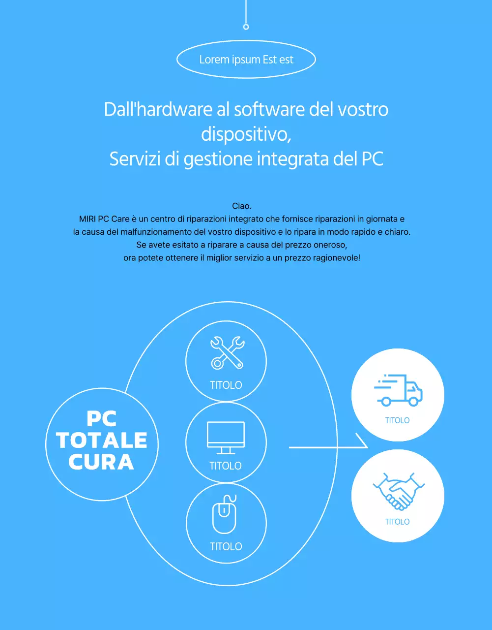 Promuovete i vostri centri di riparazione e servizi con un look pulito e blu.