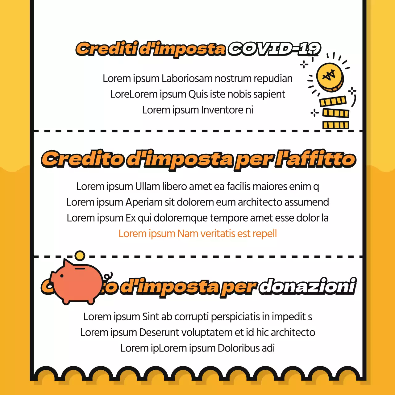 Ricevuta con sfondo giallo per il pagamento di fine anno