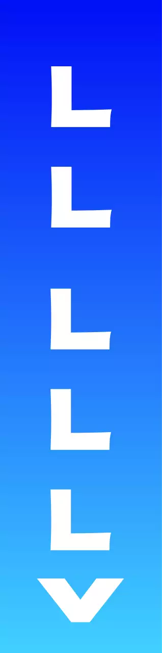 Semplice guida con dicitura blu-bianca della posizione dell'acqua e forma di freccia