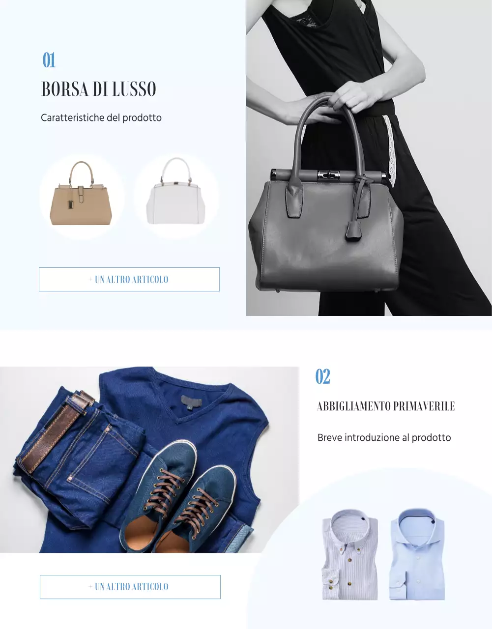 Tema azzurro per la guida ai prodotti ristrutturati di Instagram