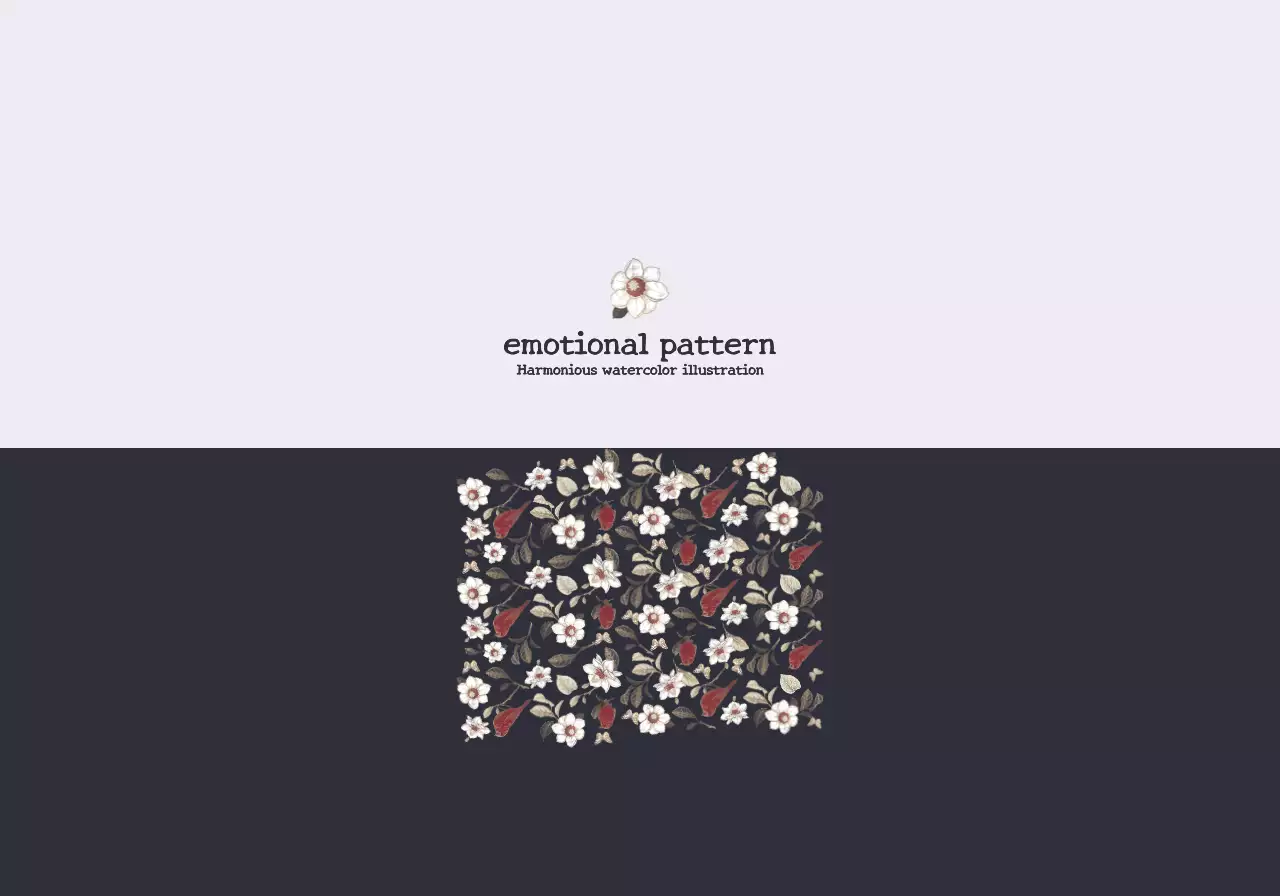 Pola ilustrasi bunga dan burung yang sentimental dalam warna-warna cerah dan biru tua untuk barang-barang pribadi.