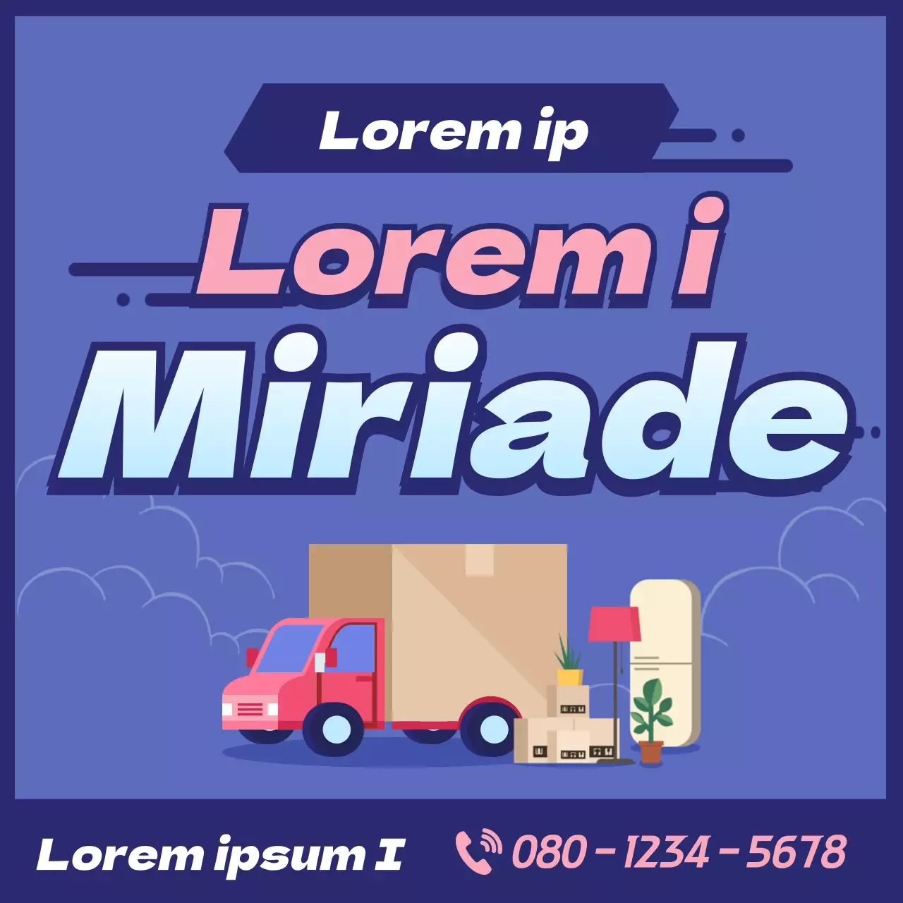 Illustrazione in viola per promuovere l'azienda di traslochi Yongdal