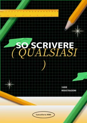 Marchio di cartoleria artistica con punti verdi e gialli su sfondo nero