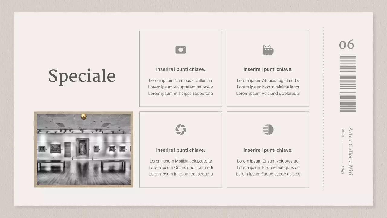 Una galleria di concetti di biglietti beige e grigi