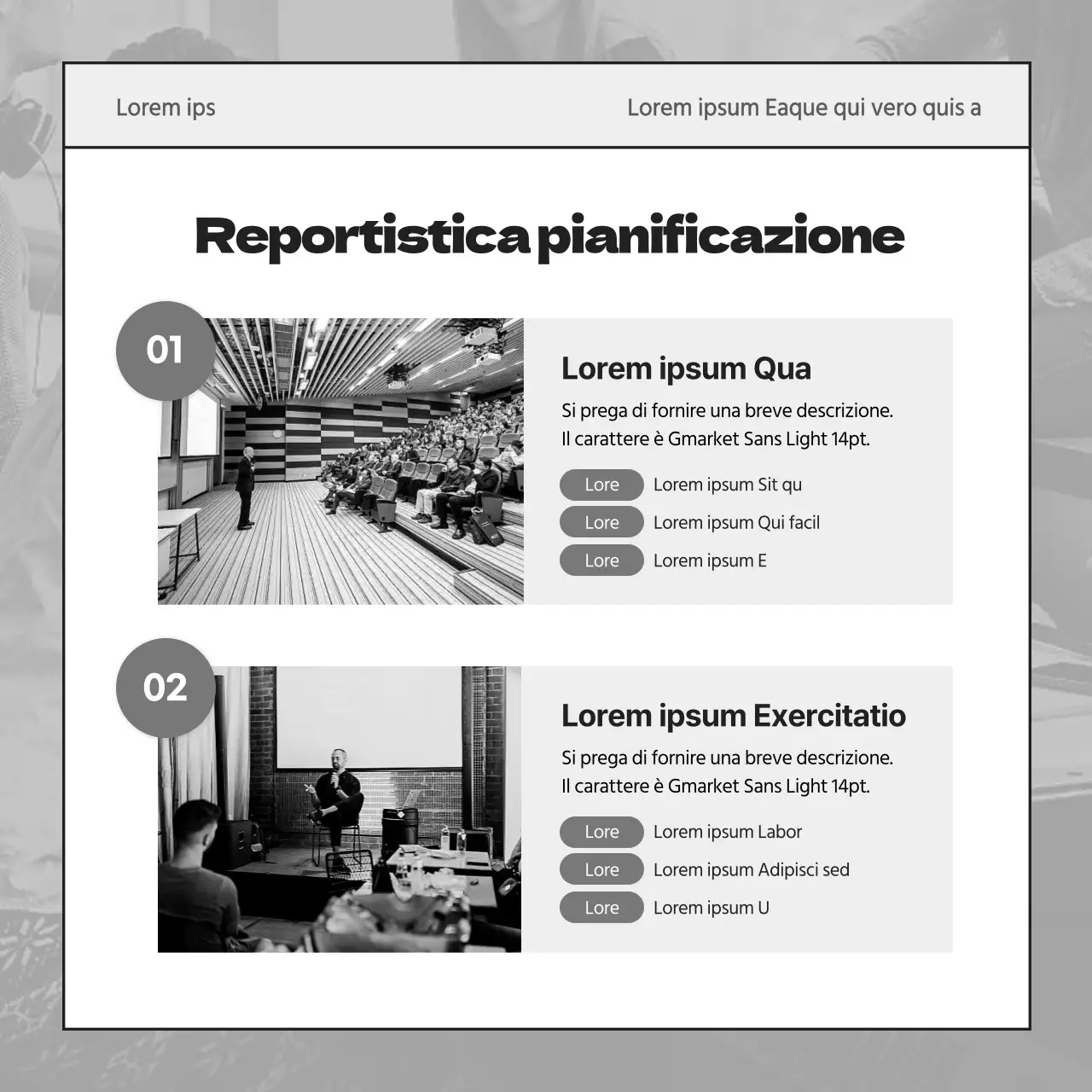 Un semplice rapporto di attività del sindacato studentesco in grigio e nero