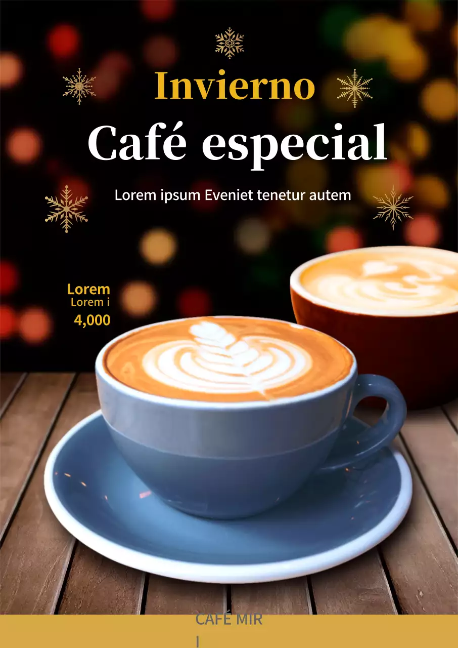 Negro foto invierno especial café café menú anuncio