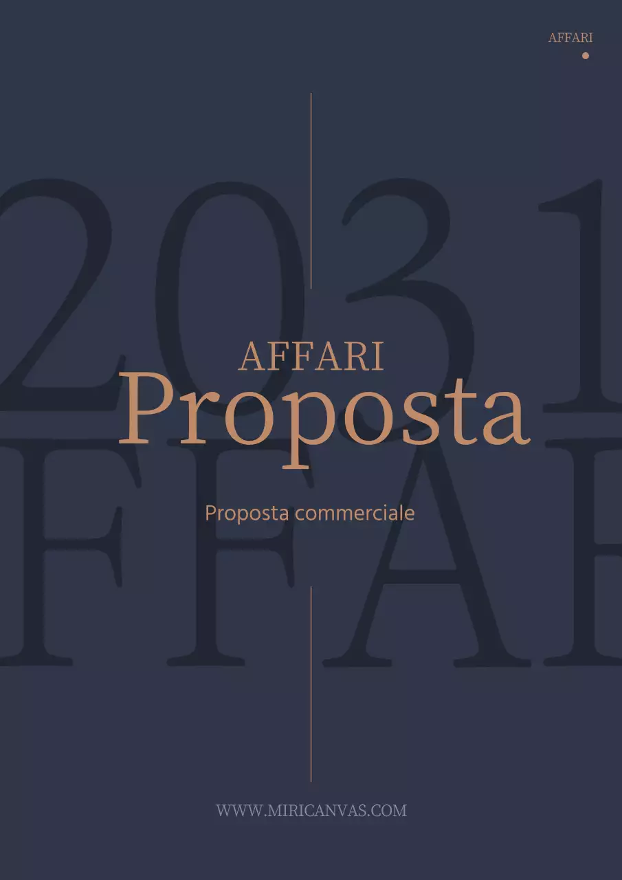 Semplice proposta commerciale tipografica verticale in blu navy e marrone