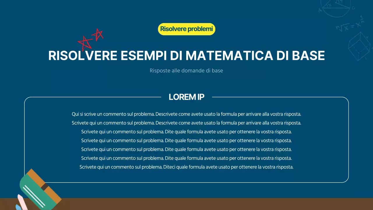 Un libro di matematica con lavagna kitsch blu marino