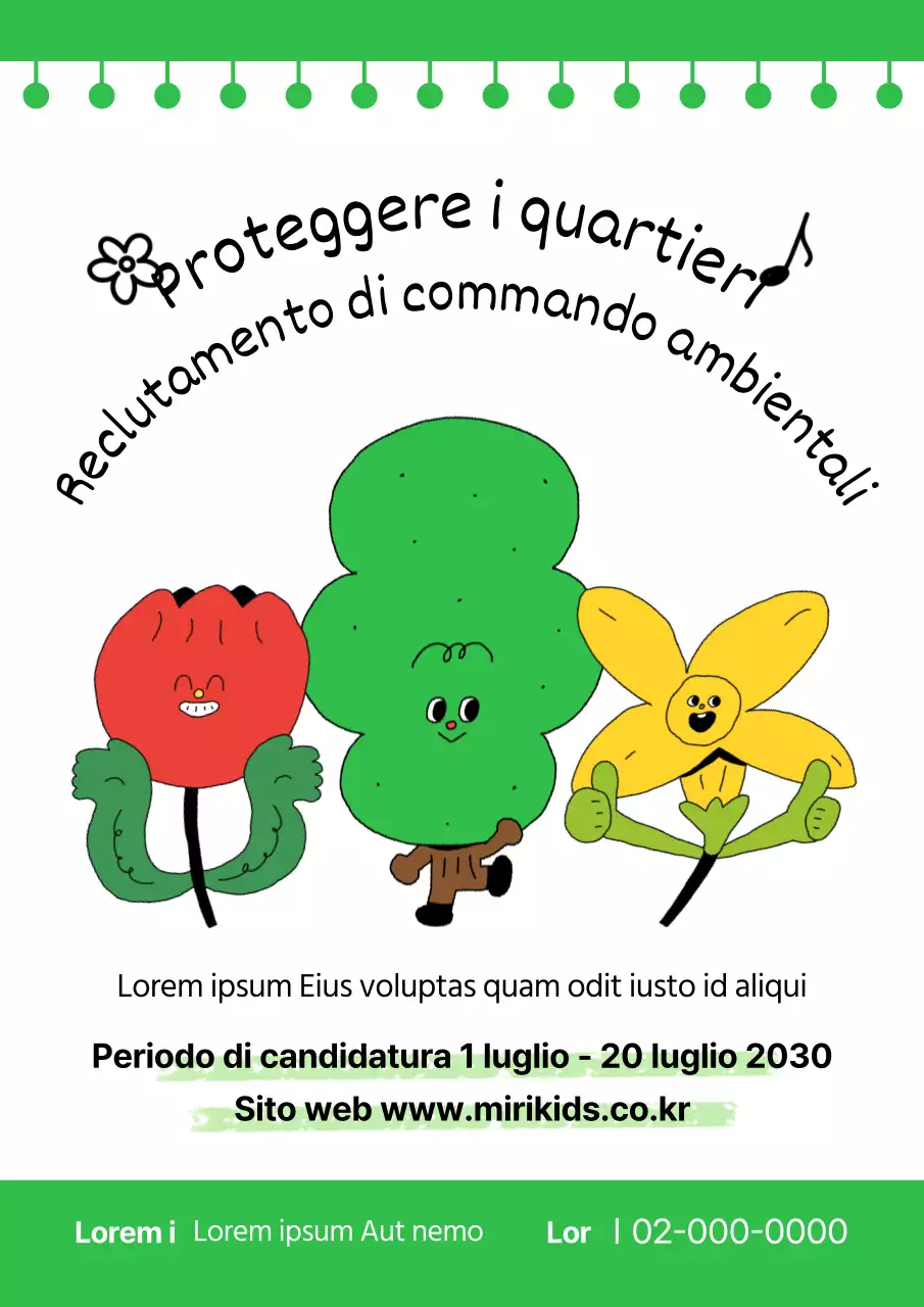Un simpatico poster verde illustrato sull'ambiente