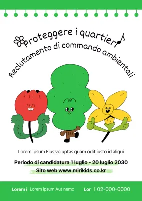 Un simpatico poster verde illustrato sull'ambiente