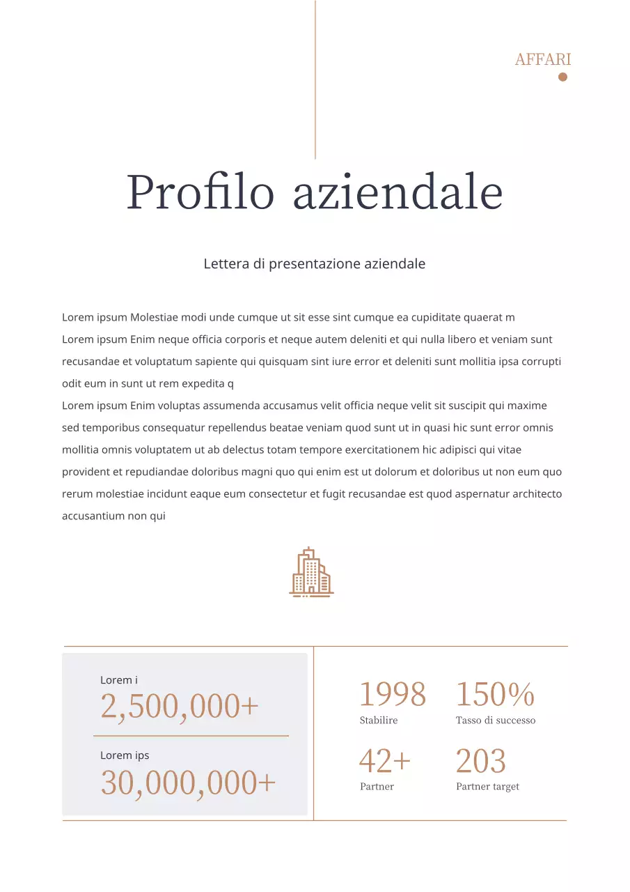 Semplice proposta commerciale tipografica verticale in blu navy e marrone