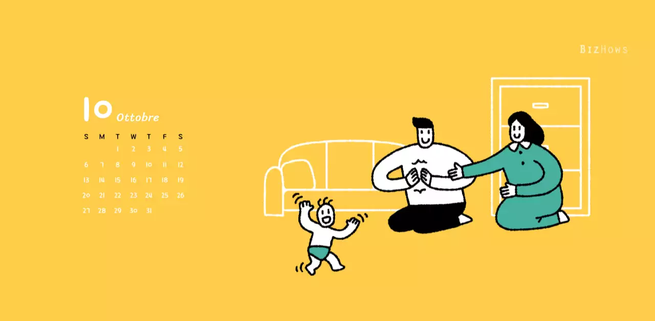 Calendario di Capodanno con simpatiche illustrazioni al tratto