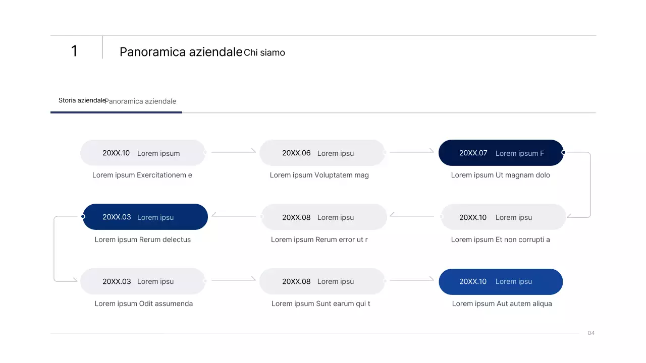 Semplice presentazione infografica aziendale con gradienti blu e verdi
