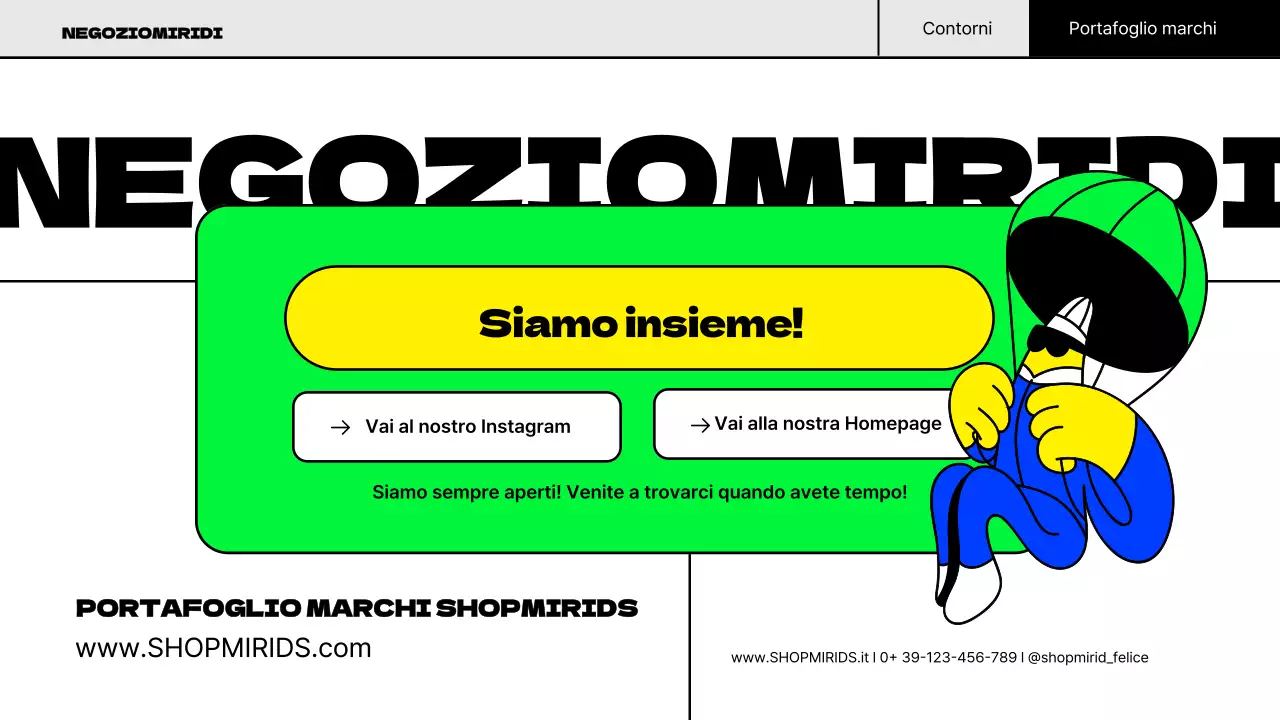 Illustrazione pop del concetto di marchio portfolio con colori fluorescenti