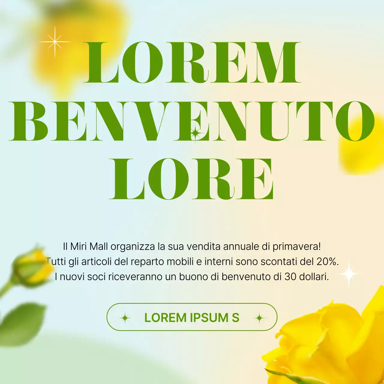 Un evento primaverile fresco, verde e giallo