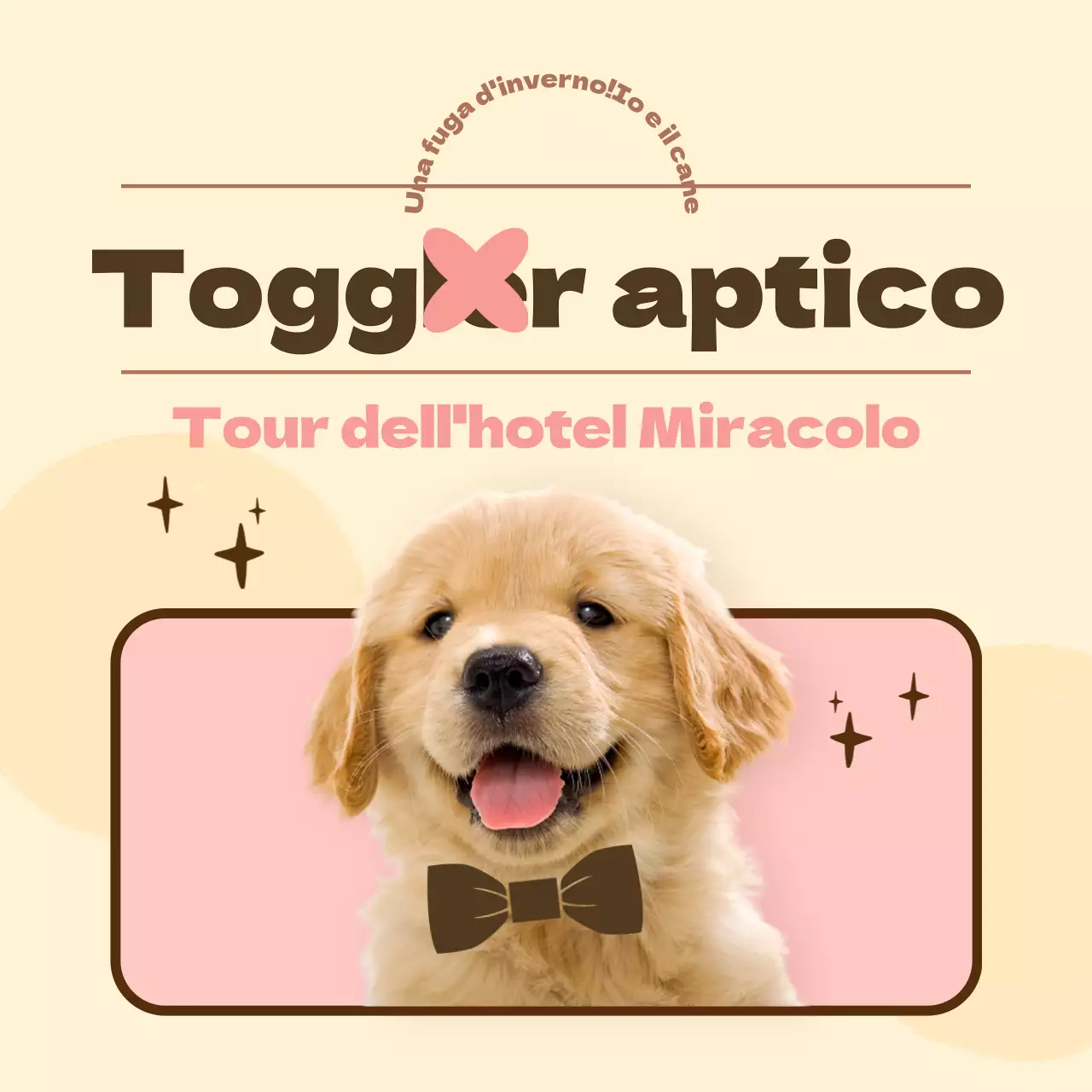 Promuovere un hotel per cani rosa, caldo e coccoloso (CardNews)