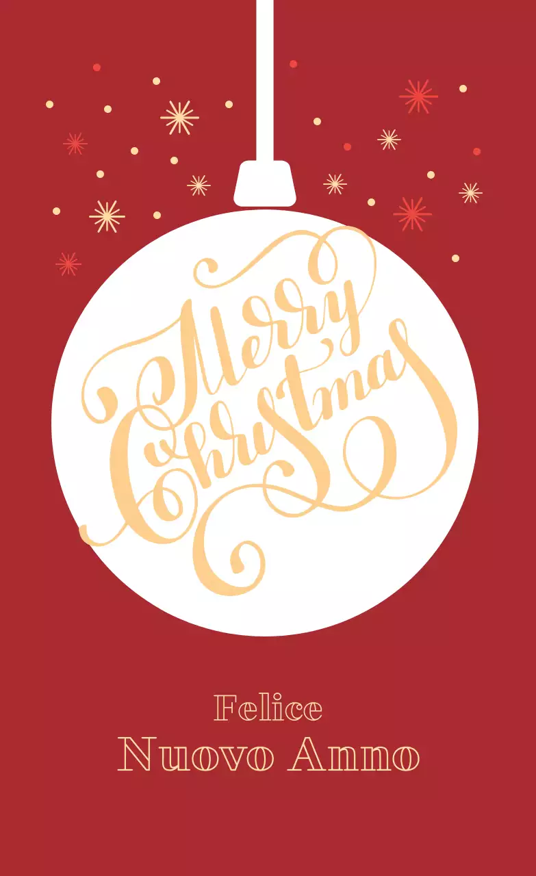 Etichetta di auguri natalizi illustrata rosso-gialla