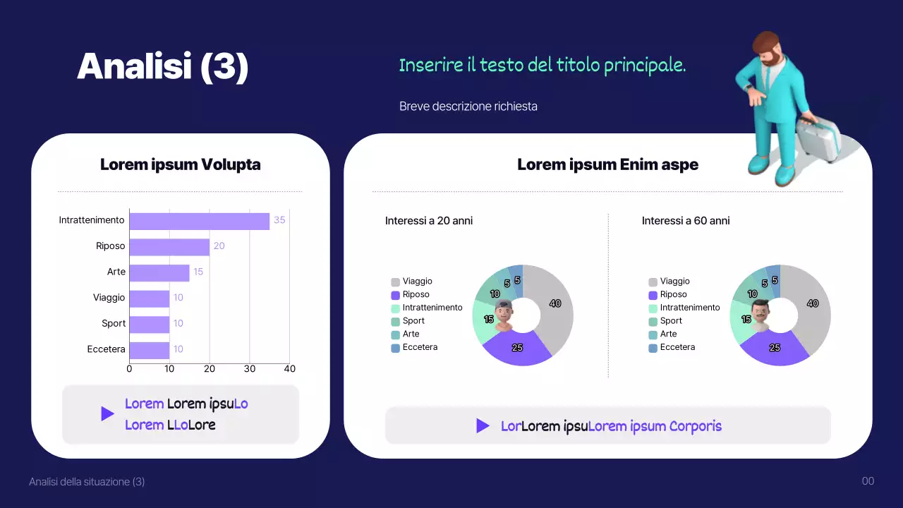 Piano di marketing pubblicitario illustrato in 3D in blu (presentazione)
