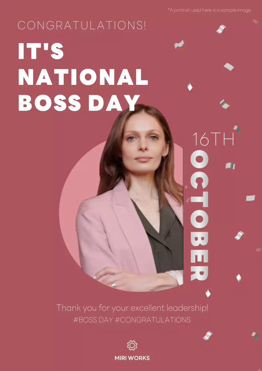 Pink modern National Boss Day publicity
