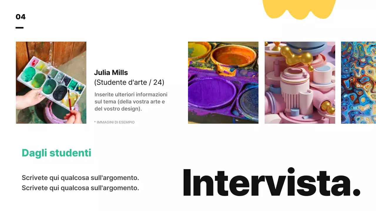 Una simpatica illustrazione astratta dai colori vivaci per presentare il piano aziendale e il programma di studi della vostra scuola.