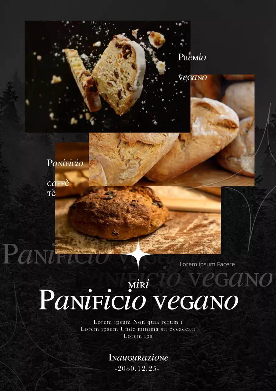 Annuncio dell'apertura di una pasticceria vegana nella Foresta Nera (webposter verticale)