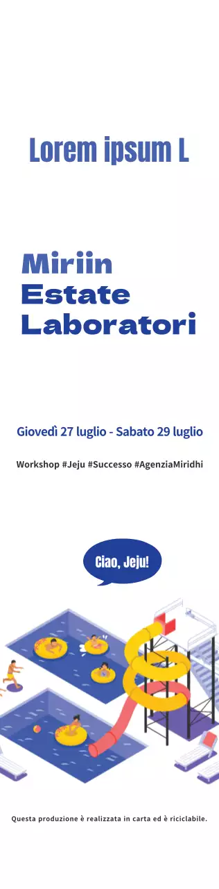 Stile di illustrazione semplice in blu marino e azzurro Sul workshop estivo