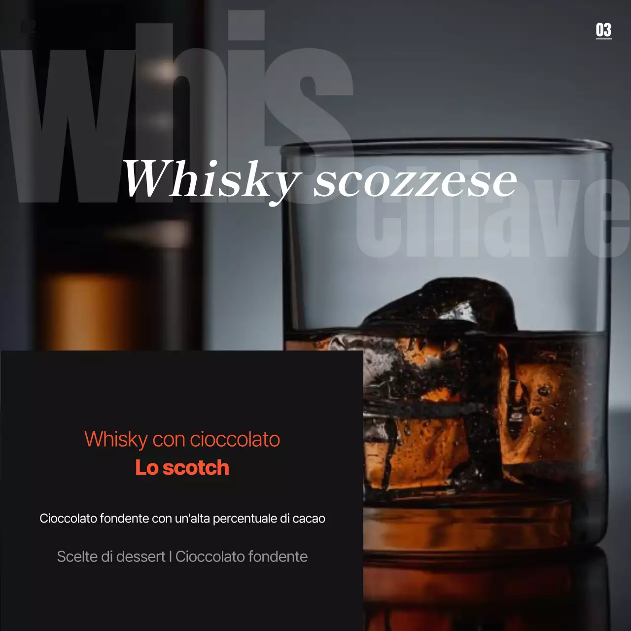 Promuovere le varietà di whisky semplici in arancione e nero