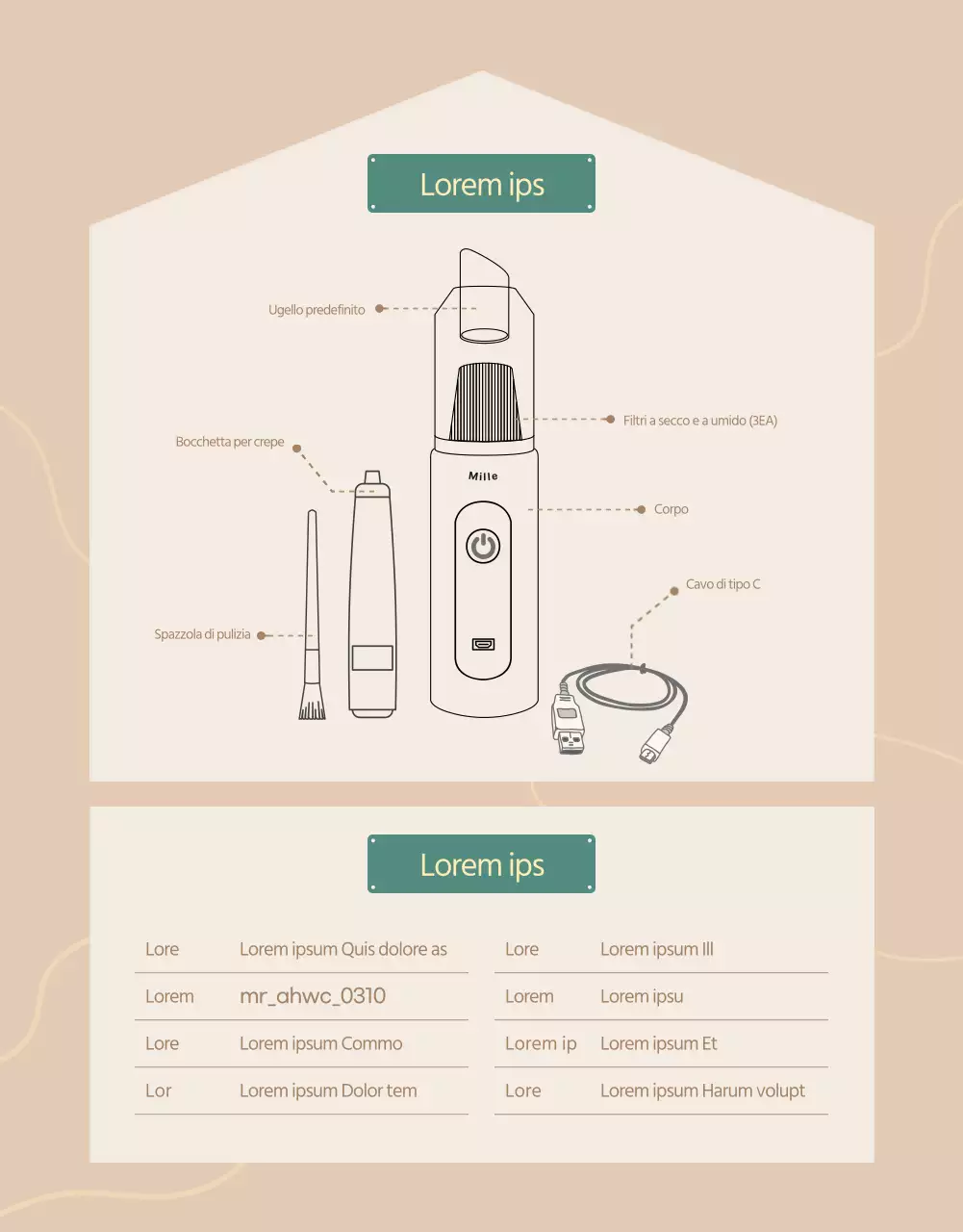 Vi presentiamo un aspirapolvere portatile semplice e moderno nei toni del marrone e del beige.