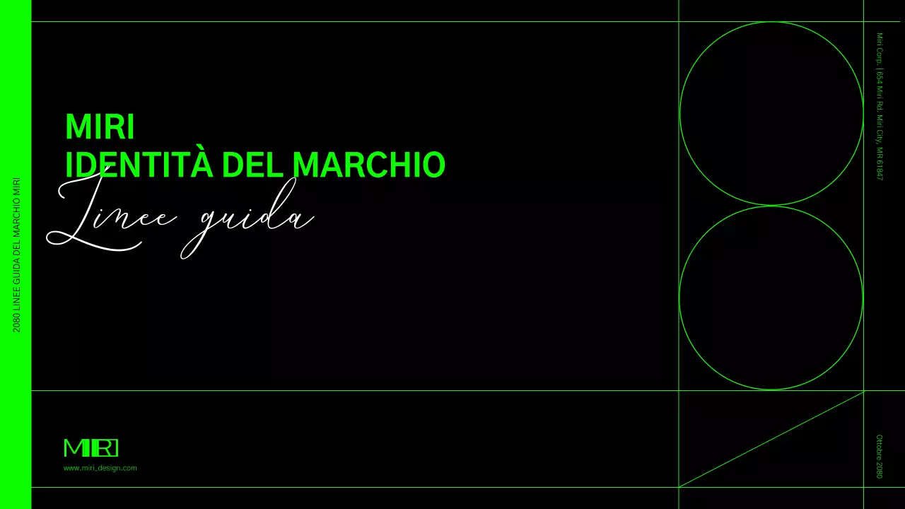 Linee guida dell'identità del marchio in formato griglia verde lime e nero