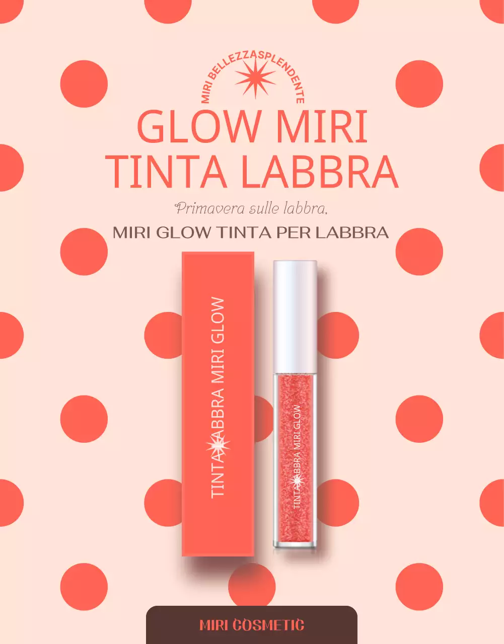 Promuovere una tinta labbra pulita nei colori arancio e beige.