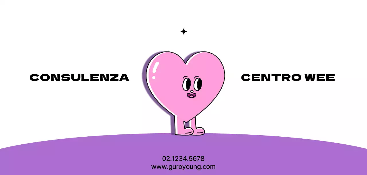 Centro giovanile pubblico con simpatici personaggi a forma di cuore in rosa e viola