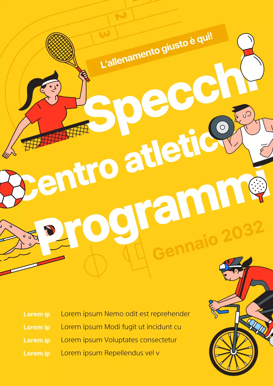 Giallo Rosso Bianco Semplice Illustrazione di carattere Diagonale Concetto Palestra Tema Informazioni