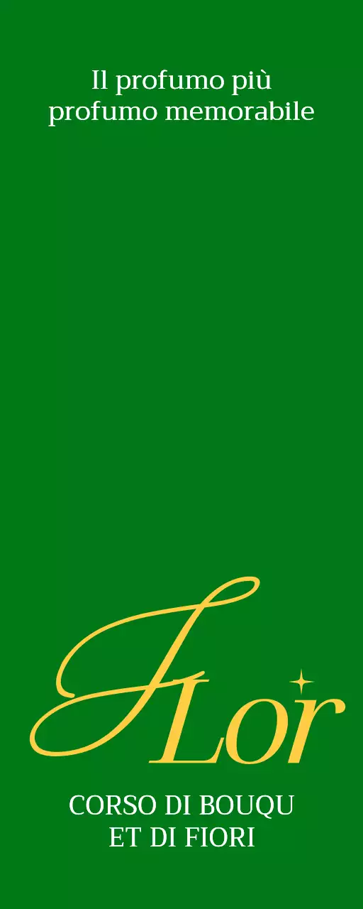 Semplice promozione di un negozio di fiori con testo verde e giallo