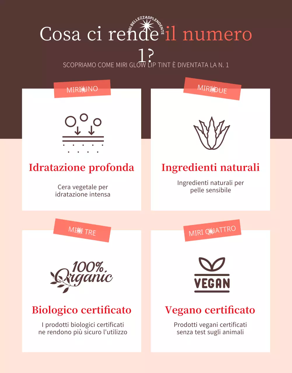 Promuovere una tinta labbra pulita nei colori arancio e beige.