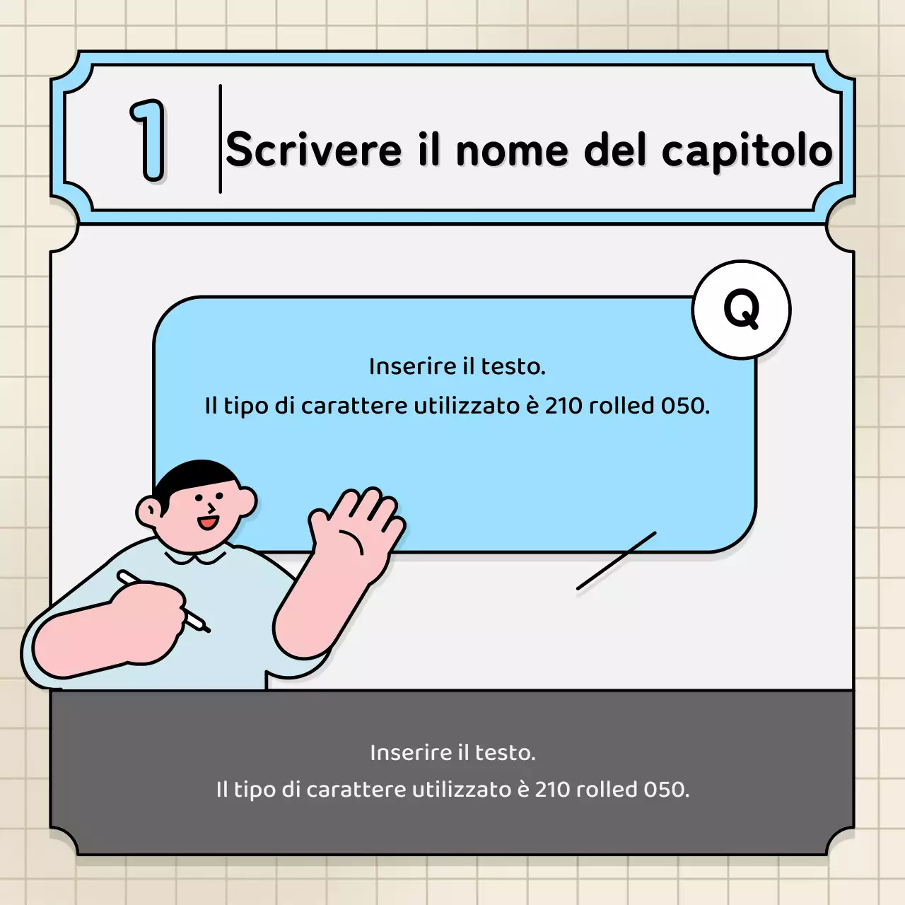 Bolle vocali azzurre e gialle e stile illustrativo simpatico